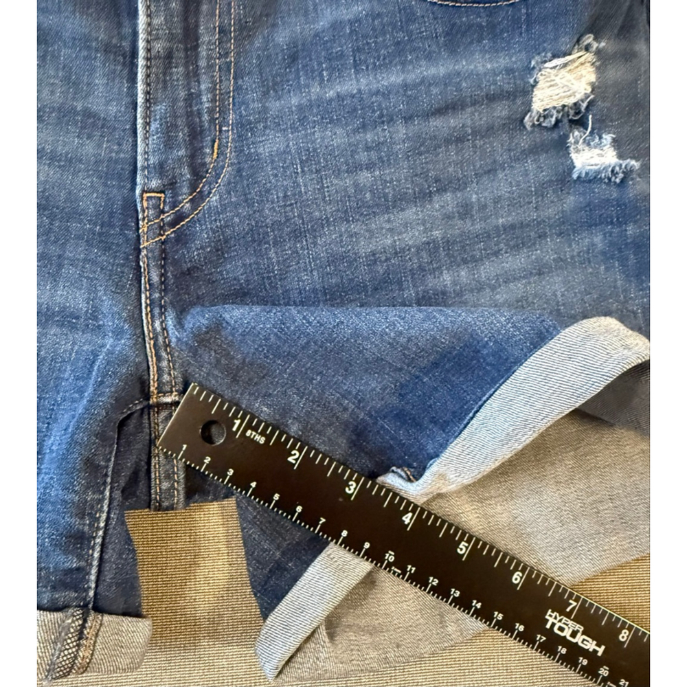Levi's cuffed mid-length women's denim jean shorts size 29 distressed - Picture 3 of 6